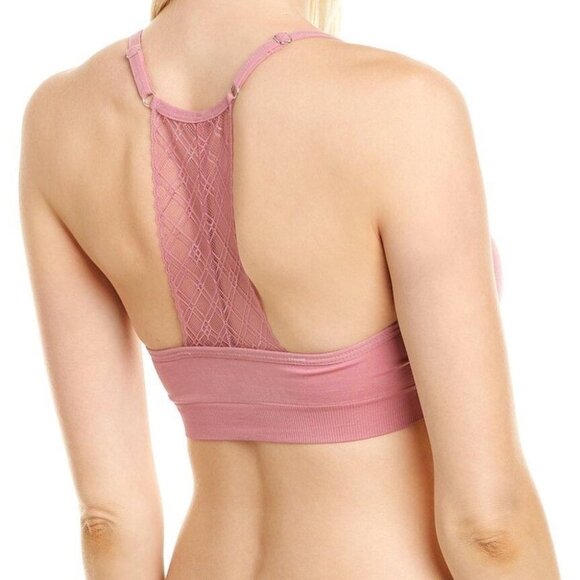 Tahari blush pink seamless lace back bralette SP - Picture 1 of 14